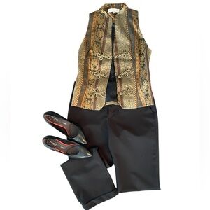 VINTAGE GIUSEPPE VEST dark acadenemia ELEGANT BROCADE FABRIC SIZE P